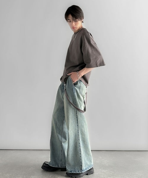 Belt Design Transformable Cropped T-Shirt／脱着式ベルトデザインショート丈Tシャツ co1150015