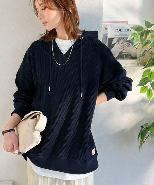 《JaVa ジャバコラボ》毎日着たい、今っぽゆるっとシルエット。綿100％オーバーサイズワッフルパーカー jv1260611