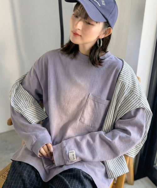 《JaVaジャバコラボ》垢抜け！大人のストリートstyleを作る。綿100％スプレーダイオーバーサイズTシャツ（長袖） jm1020358