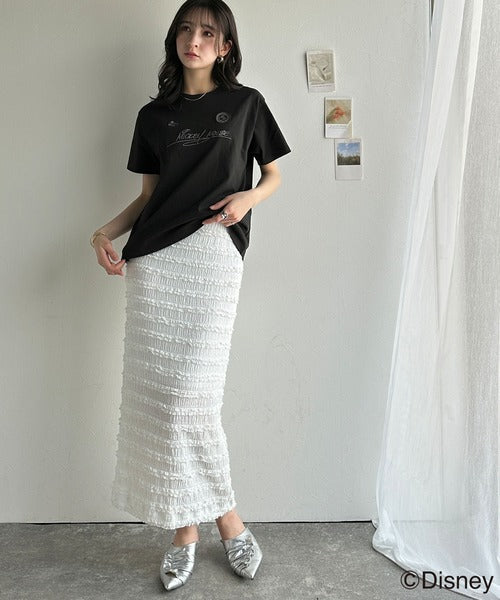 大人女子必見！　綿100％「ディズニー」サイン風刺繍Tシャツ（半袖） ce1330037