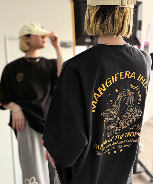 《JaVaジャバコラボ》周りと差がつくアート感。綿100％ タイ☆トロピカルフルーツ柄☆ビッグTシャツ jv1029128