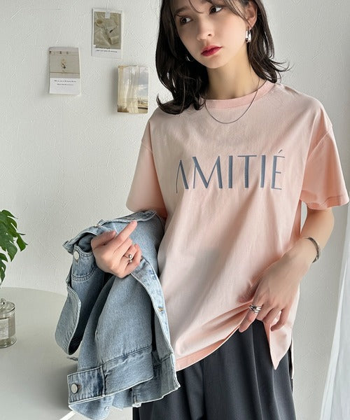ワンランク上の大人シンプルベーシック。シルケット加工フロッキープリントTシャツ（半袖） ce1020202
