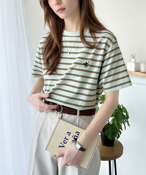 《Javaジャバコラボ》【sustaina+】大人の上級シンプル。滑らか綿100％ワンポイント刺繍Tシャツ jv1260113