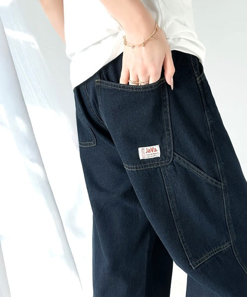 【キッズ】《JaVa ジャバ別注》キュンとする可愛さ。アクティブに動けるストレスフリーボトム。ペインターデニムパンツ jk0420048