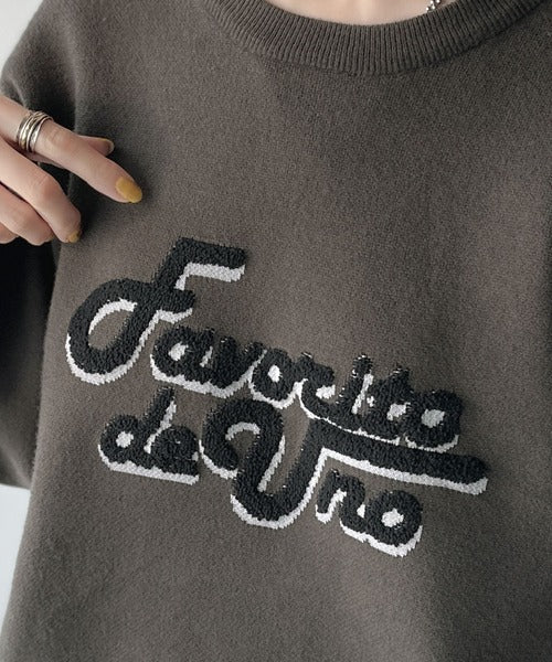 《JaVaジャバコラボ》後ろタックで作る旬シルエット♪サガラ刺繍風ロゴコクーンニット jv1050313