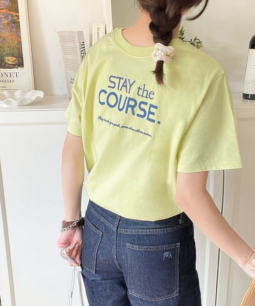 【sustaina+】シンプルなのに格上げ感抜群。オーガニックコットン100%前後2wayロゴ刺繍＆フロッキーTシャツ(半袖) ce1260399