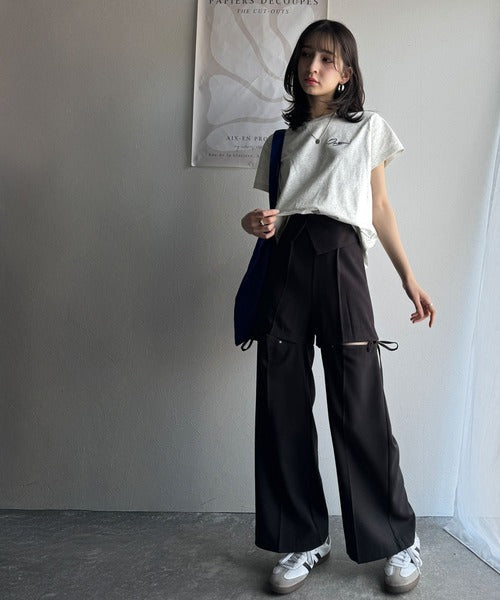 【sustaina+】こなれ感たっぷり。オーガニックコットン100％胸元PAEAN刺繍Tシャツ(半袖) ce1260401