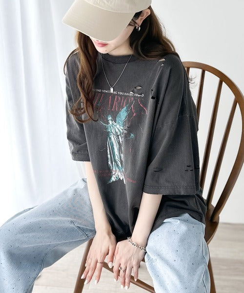 《Javaジャバコラボ》ゆるっとカジュアルに着こなす。綿100%ピグメント加工グラフィックプリントTシャツ＆ロンT(半袖)(長袖) jv1050148