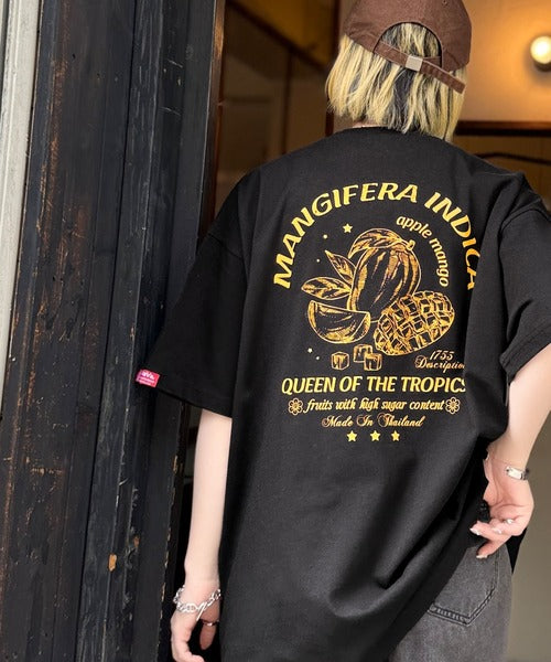 《JaVaジャバコラボ》周りと差がつくアート感。綿100％ タイ☆トロピカルフルーツ柄☆ビッグTシャツ jv1029128