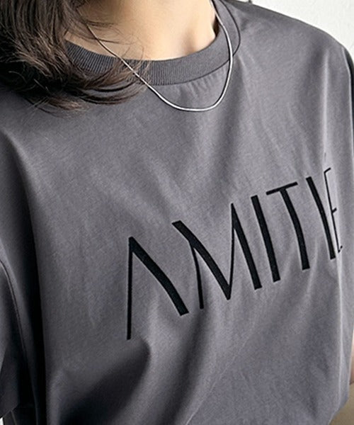ワンランク上の大人シンプルベーシック。シルケット加工フロッキープリントTシャツ（半袖） ce1020202