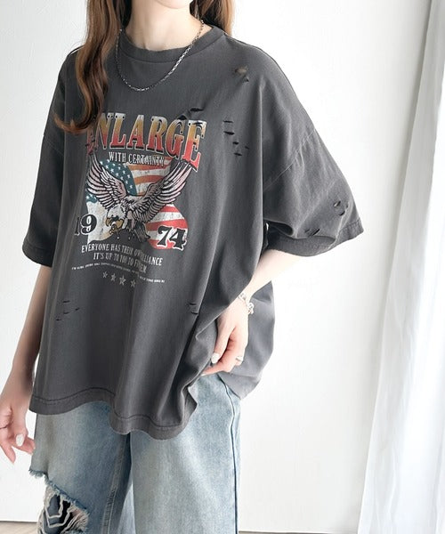《Javaジャバコラボ》ゆるっとカジュアルに着こなす。綿100%ピグメント加工グラフィックプリントTシャツ＆ロンT(半袖)(長袖) jv1050148