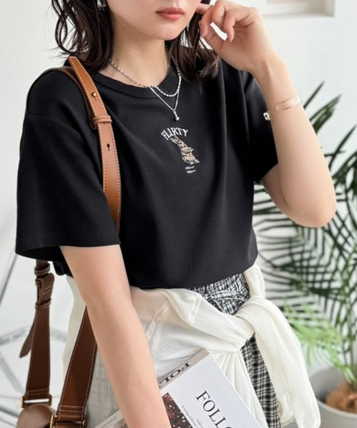 可愛いだけとは言わせない！刺繍コンパクトフライスTシャツアニマルシリーズ（半袖） ce1050360