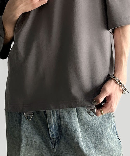 Belt Design Transformable Cropped T-Shirt／脱着式ベルトデザインショート丈Tシャツ co1150015