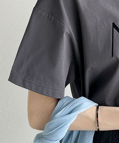 ワンランク上の大人シンプルベーシック。シルケット加工フロッキープリントTシャツ（半袖） ce1020202