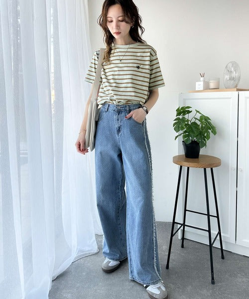 《Javaジャバコラボ》【sustaina+】大人の上級シンプル。滑らか綿100％ワンポイント刺繍Tシャツ jv1260113