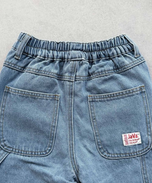 【キッズ】《JaVa ジャバ別注》キュンとする可愛さ。アクティブに動けるストレスフリーボトム。ペインターデニムパンツ jk0420048