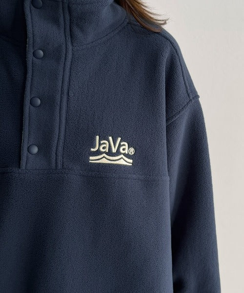 《JaVaジャバコラボ》ふんわり暖か。軽量配色フリースハーフジッププルオーバー（オーバーサイズ） jv1240141