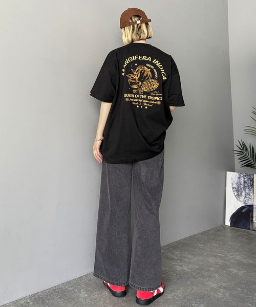 《JaVaジャバコラボ》周りと差がつくアート感。綿100％ タイ☆トロピカルフルーツ柄☆ビッグTシャツ jm1029128