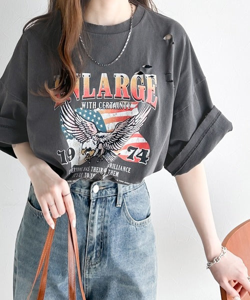 《Javaジャバコラボ》ゆるっとカジュアルに着こなす。綿100%ピグメント加工グラフィックプリントTシャツ＆ロンT(半袖)(長袖) jv1050148