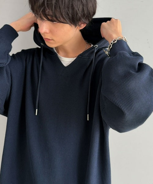 《JaVa ジャバコラボ》毎日着たい、今っぽゆるっとシルエット。綿100％オーバーサイズワッフルパーカー jv1260611