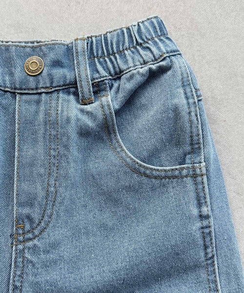 【キッズ】《JaVa ジャバ別注》キュンとする可愛さ。アクティブに動けるストレスフリーボトム。ペインターデニムパンツ jk0420048