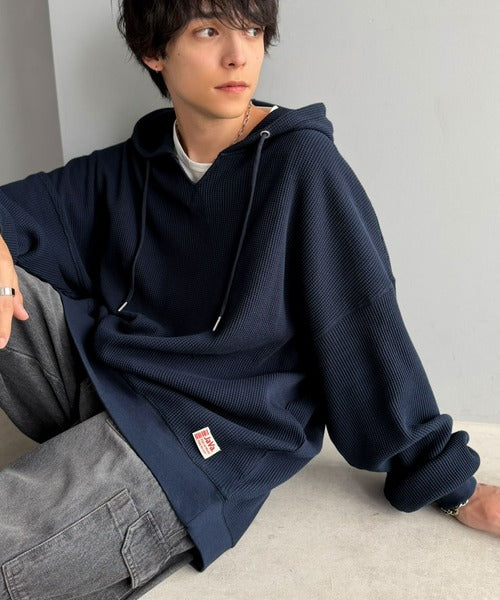 《JaVa ジャバコラボ》毎日着たい、今っぽゆるっとシルエット。綿100％オーバーサイズワッフルパーカー jv1260611