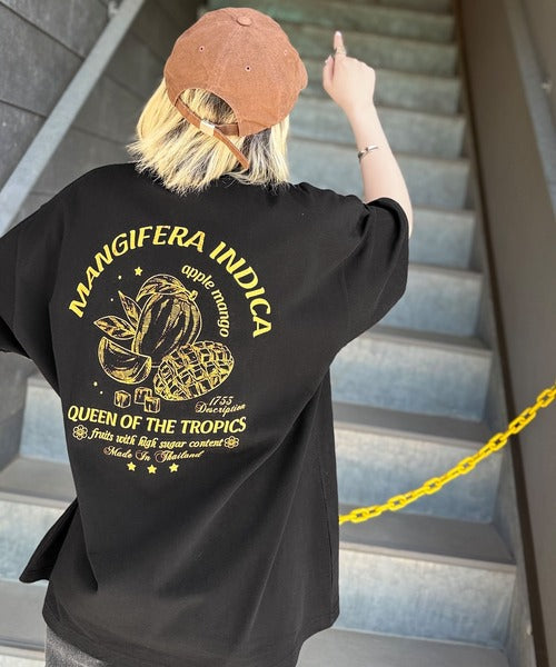 《JaVaジャバコラボ》周りと差がつくアート感。綿100％ タイ☆トロピカルフルーツ柄☆ビッグTシャツ jm1029128