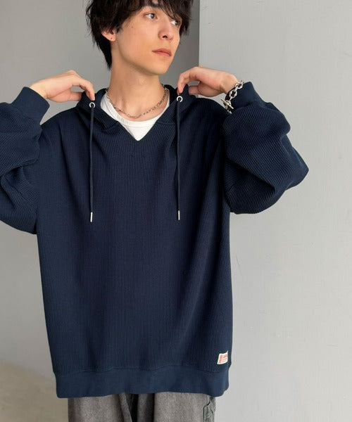 《JaVa ジャバコラボ》毎日着たい、今っぽゆるっとシルエット。綿100％オーバーサイズワッフルパーカー jv1260611