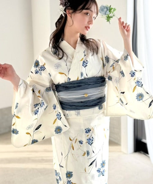 浴衣２点セット。花柄モチーフ浴衣（浴衣・兵児帯） ce1240057