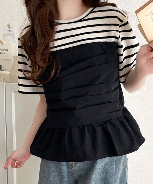 簡単おしゃれが叶う。Tシャツ×ビスチェドッキング半袖トップス ce1260345