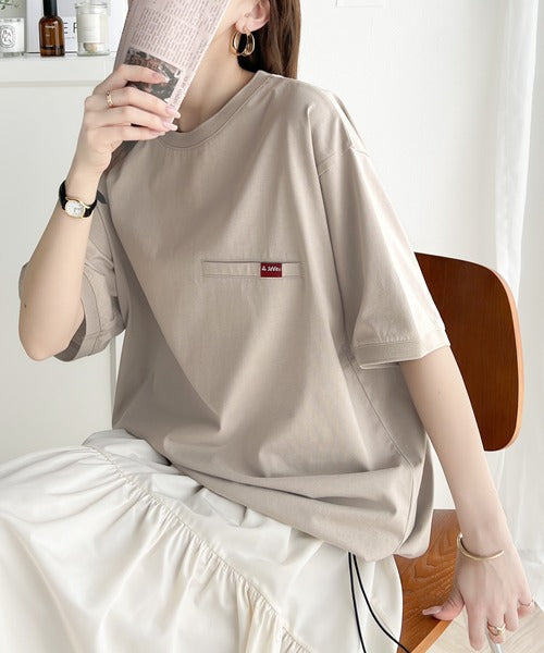 《JaVa ジャバコラボ》シンプルなのに格上げ。綿100％シルケット素材裾ドロストオーバーサイズTシャツ jv1050157