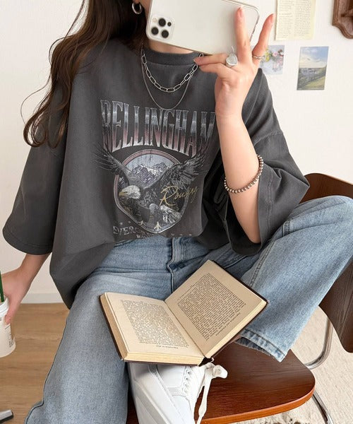 《Javaジャバコラボ》ゆるっとカジュアルに着こなす。綿100%ピグメント加工グラフィックプリントTシャツ＆ロンT(半袖)(長袖) jv1050148