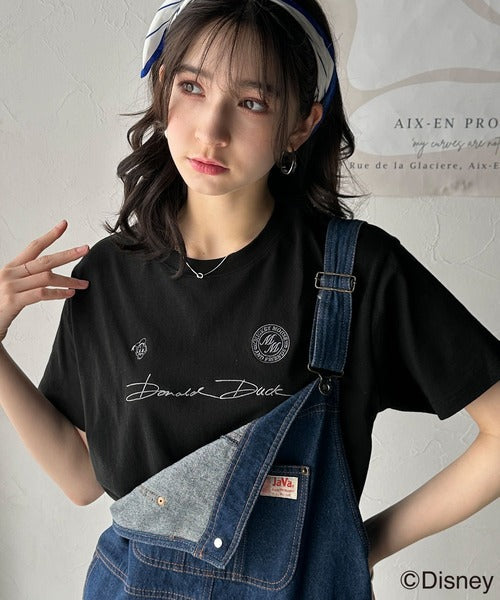 大人女子必見！　綿100％「ディズニー」サイン風刺繍Tシャツ（半袖） ce1330037