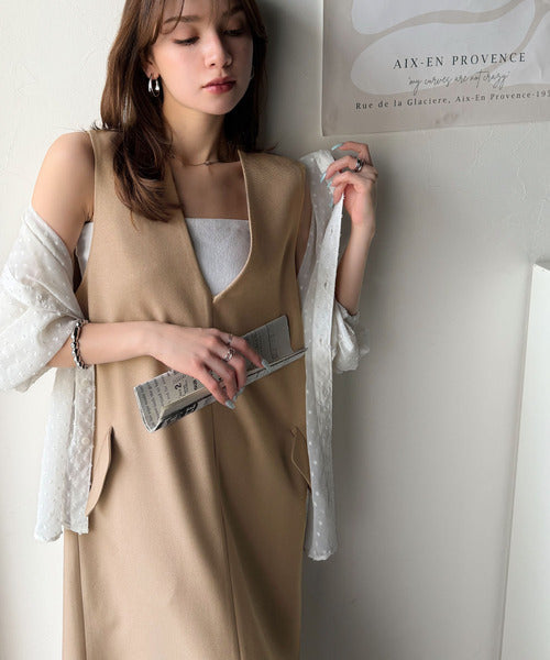 上品リラクシーstyle。ポケット付Vネックワンピース ce1260076