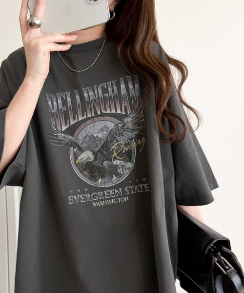《Javaジャバコラボ》ゆるっとカジュアルに着こなす。綿100%ピグメント加工グラフィックプリントTシャツ＆ロンT(半袖)(長袖) jv1050148