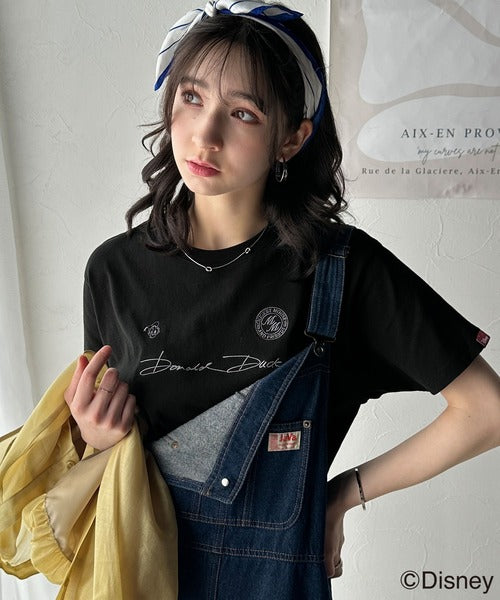 大人女子必見！　綿100％「ディズニー」サイン風刺繍Tシャツ（半袖） ce1330037