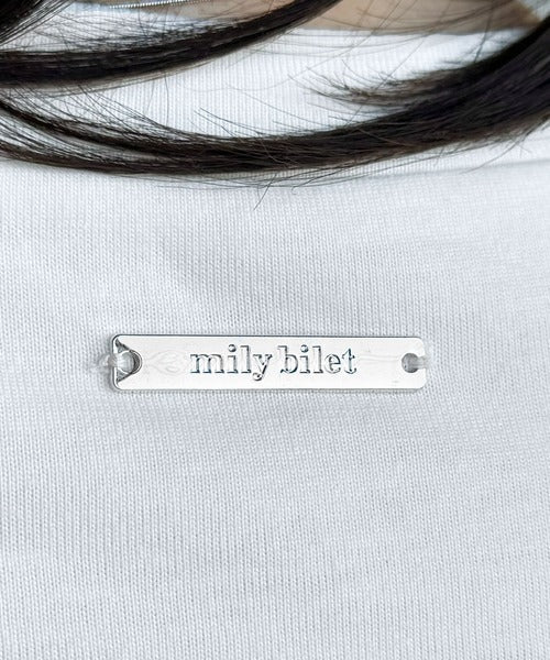 【mily bilet】着るだけでオシャレ感！ロゴプレート付きカラーフレンチコード刺繍Tシャツ(半袖) mi1329015