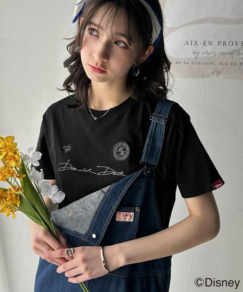 大人女子必見！　綿100％「ディズニー」サイン風刺繍Tシャツ（半袖） ce1330037