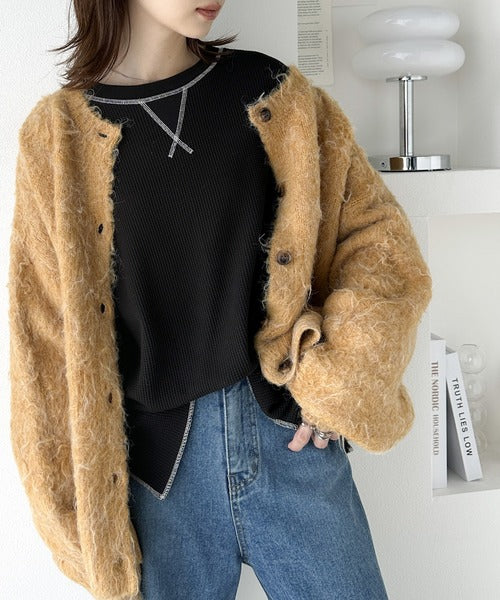 《JaVaジャバ 別注》シンプルなのに格上げ。2way配色ワッフルロンTee jv1260065