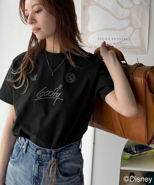 大人女子必見！　綿100％「ディズニー」サイン風刺繍Tシャツ（半袖） ce1330037