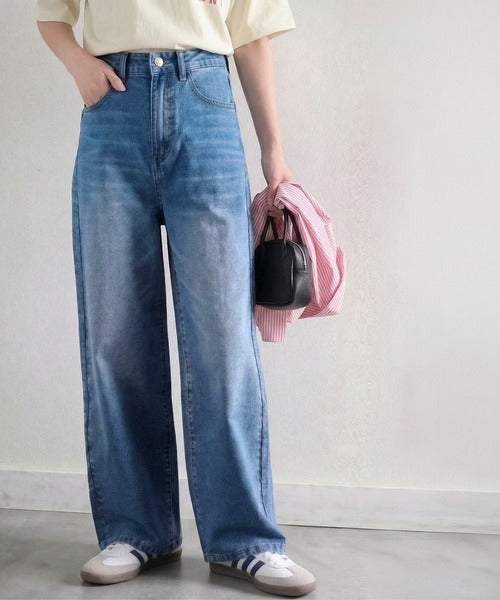 美シルエット。ハイウエストルーズデニムパンツ ce0900001