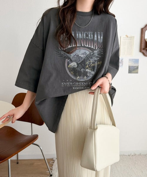 《Javaジャバコラボ》ゆるっとカジュアルに着こなす。綿100%ピグメント加工グラフィックプリントTシャツ＆ロンT(半袖)(長袖) jv1050148