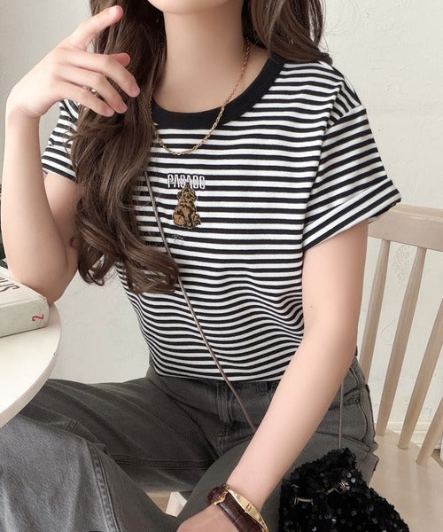 可愛いだけとは言わせない！刺繍コンパクトフライスTシャツアニマルシリーズ（半袖） ce1050360
