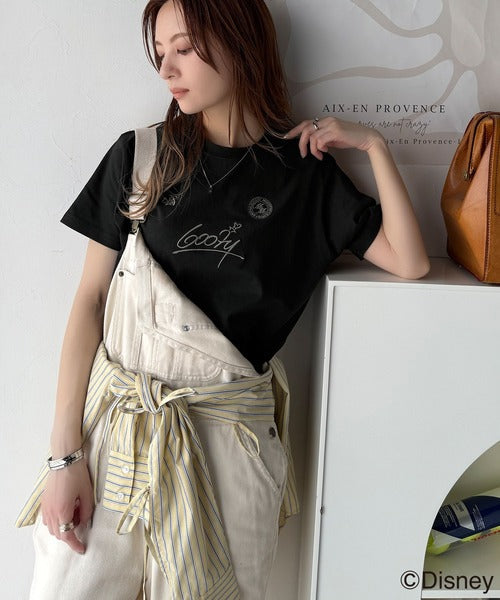 大人女子必見！　綿100％「ディズニー」サイン風刺繍Tシャツ（半袖） ce1330037