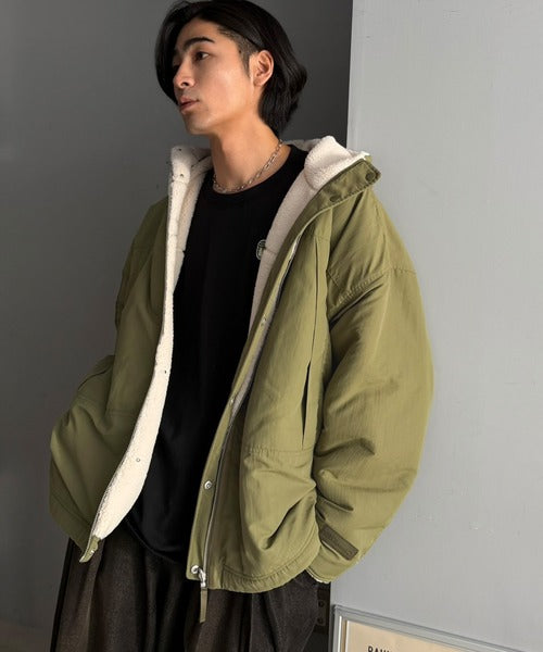 《JaVaジャバコラボ》「今日はどっちで着る？」2WAYで楽しむ リバーシブルフーディーブルゾン jv1070232