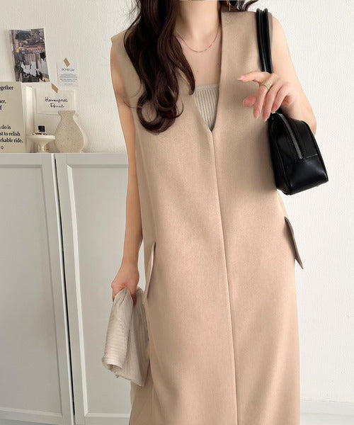 上品リラクシーstyle。ポケット付Vネックワンピース ce1260076