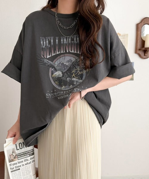 《Javaジャバコラボ》ゆるっとカジュアルに着こなす。綿100%ピグメント加工グラフィックプリントTシャツ＆ロンT(半袖)(長袖) jv1050148