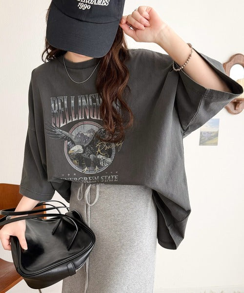 《Javaジャバコラボ》ゆるっとカジュアルに着こなす。綿100%ピグメント加工グラフィックプリントTシャツ＆ロンT(半袖)(長袖) jv1050148