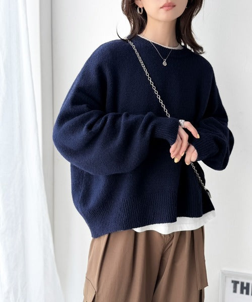 ゆったりふわもちの癒しアイテム。コクーンシルエットミックスニット ce1020152