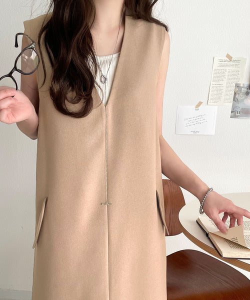 上品リラクシーstyle。ポケット付Vネックワンピース ce1260076